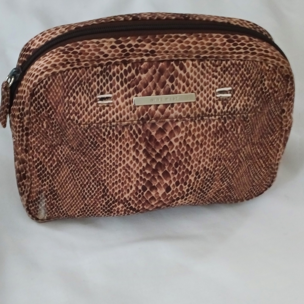 Nine West Chocolate& Cream Brown Pouch Cosmetics Bag